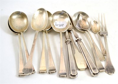 Lot 32 - Six silver spoons and other silver cutlery