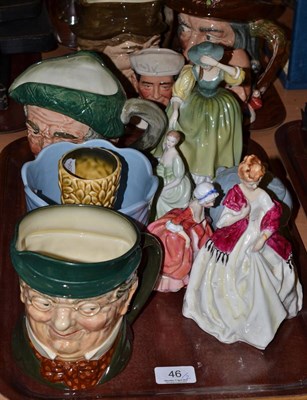 Lot 46 - A collection of Doulton figures, others similar, character jugs and Sylvac pottery