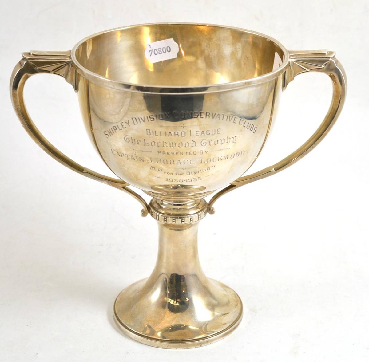 Lot 53 - A silver twin handled trophy cup, London 1931