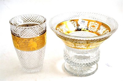 Lot 69 - Two gilded crystal vases, one by Moser Karlsbad?