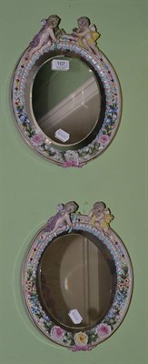 Lot 107 - A pair of Dresden mirrors