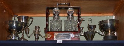 Lot 113 - A silver plated tantalus and a collection of assorted silver plate