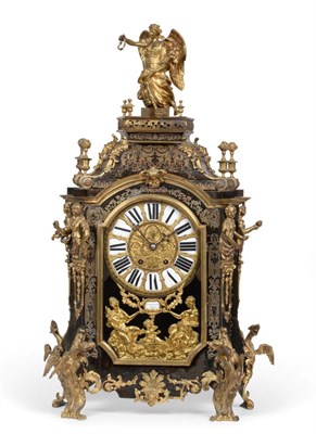 Lot 779 - A Louis XIV Style  "Boulle " Striking Table Clock, circa 1870, the elaborate case with...