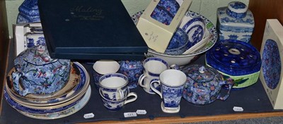 Lot 121 - A quantity of Maling pottery predominantly blue and white transfer decorated wares