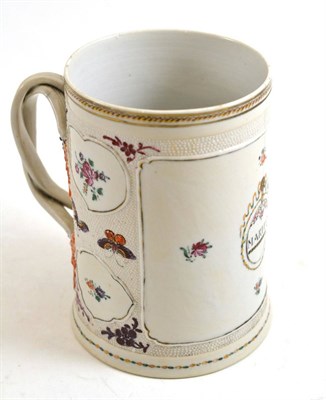 Lot 125 - A Chinese export mug inscribed Martin (a.f.)