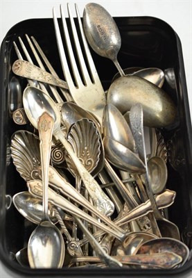 Lot 178 - A collection of assorted silver and white metal flatware, predominantly spoons