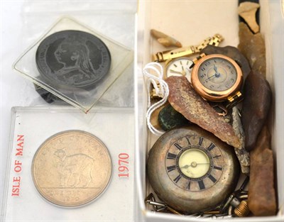 Lot 179 - A 935 half hunter pocket watch, a 9ct ladies watch, silver locket, Rotary watch stamped '9CT',...