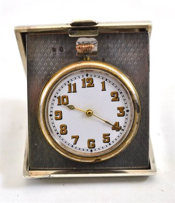 Lot 181 - George V silver cased travelling timepiece, Birmingham 1923