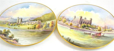 Lot 188 - Two Minton plates decorated with scenes of Balmoral and The Tower of London