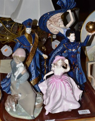 Lot 189 - Three Wedgwood figures ";Star Scatterer";, ";The Governess";, ";The Governor";, Lladro figure and a