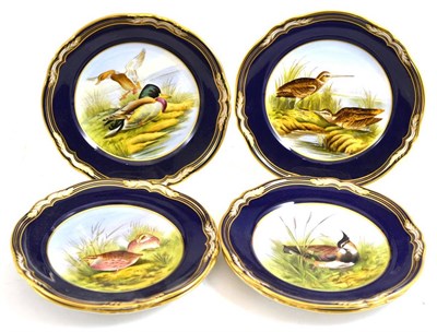 Lot 193 - A set of six hand painted cabinet plates ";Game Birds"; by Spode