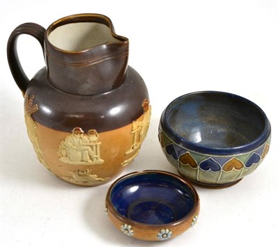 Lot 207 - Doulton stoneware jug and two small bowls