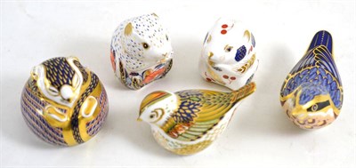 Lot 209 - Five Royal Crown Derby Imari paperweights; four gold stoppers and one silver stopper