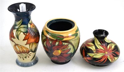 Lot 220 - Moorcroft Anna Lily vase, similar ";Hartgiving"; vase and a limited edition vase