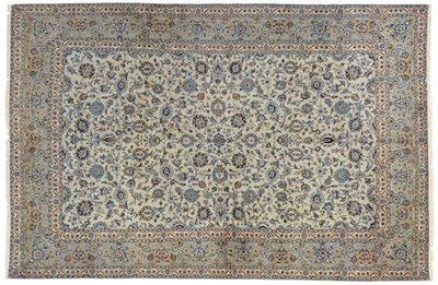 Lot 791 - Kashan Carpet Central Iran, circa 1960 The ice blue field with an allover design of scrolling vines