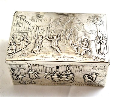 Lot 241 - Continental ornamental silver trinket box, London import mark for 1900