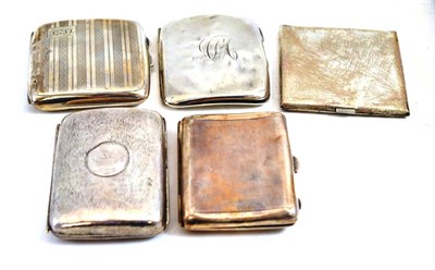 Lot 281 - Five assorted scrap silver cigarette cases (all damaged or repaired)