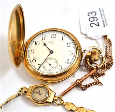 Lot 293 - A plated pocket watch on fancy chain and a lady's Rotary wristwatch