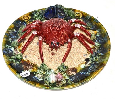 Lot 310 - A Palissy ware crab plate