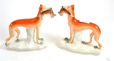 Lot 325 - A pair of Staffordshire greyhounds