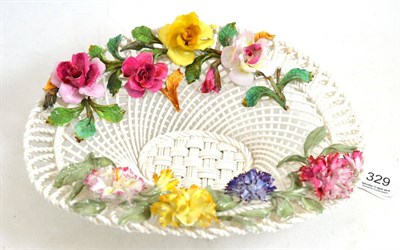 Lot 329 - A Crown Staffordshire encrusted basket