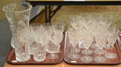 Lot 334 - Two trays of Stuart Crystal Regent & Shaftsbury pattern wine glasses, tumblers and brandy...