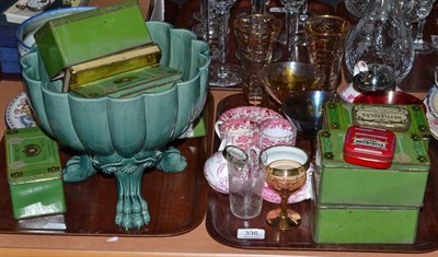 Lot 336 - Two trays including an Italian Maiolica style jardiniere and stand, a quantity of ";The Greys...