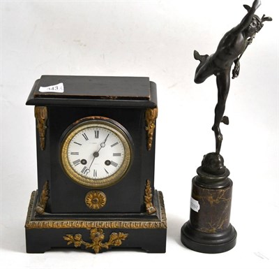 Lot 343 - After Giambologna figure of Mercury and a French clock