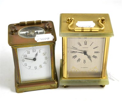 Lot 351 - A brass carriage clock and another