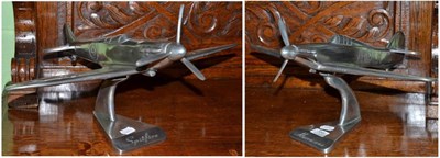 Lot 359 - Spitfire and Hurricane pair of chromed model aircraft