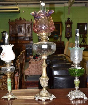 Lot 365 - Three Victorian oil lamps