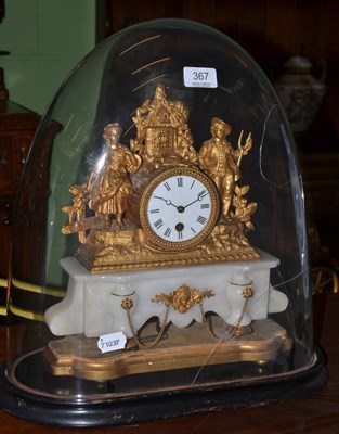 Lot 367 - A gilt metal mantel timepiece (dome cracked)