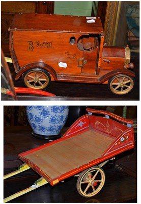 Lot 368 - A model Bovril van and a painted model cart