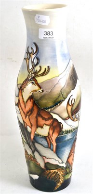 Lot 383 - A modern Moorcroft Highland Stags pattern Trial vase, designed by Kerry Goodwin, impressed...