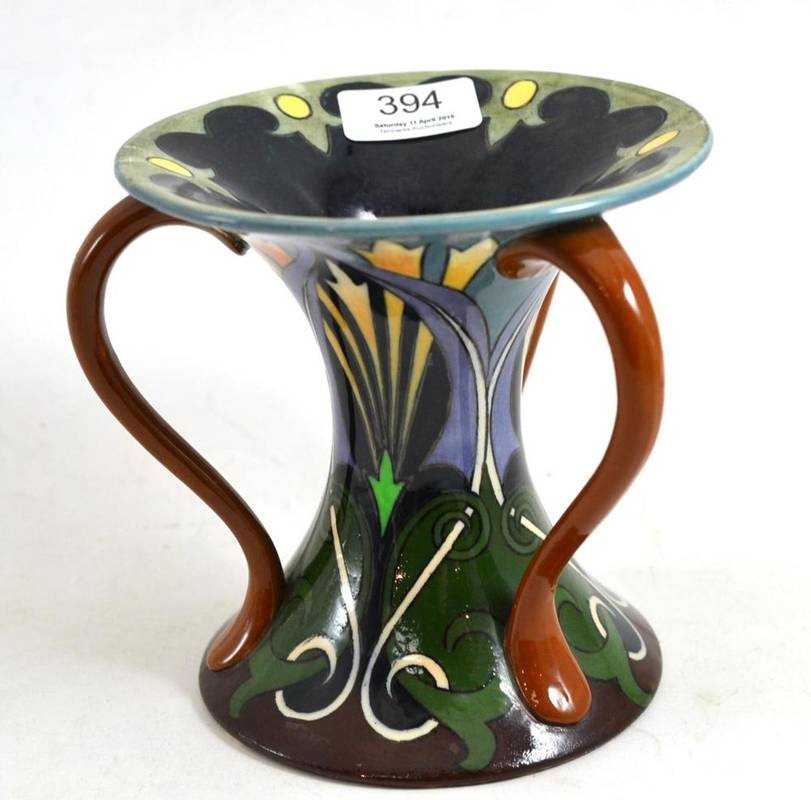 Lot 394 - A Foley Intarsio Pottery three handled vase,