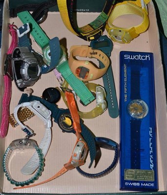 Lot 403 - A quantity of wristwatches including Casio Baby G, Swatch, Swiss Army, etc