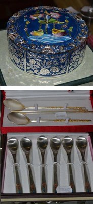 Lot 406 - Modern Korean set of two '925' spoons and three chopsticks, set of six '800' spoons and an...