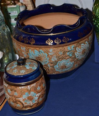 Lot 420 - Doulton jardiniere and tobacco jar