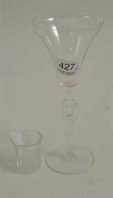 Lot 427 - Art Deco Lalique Hagueneau wine glass and a tiny late Lalique vase