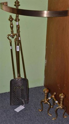 Lot 429 - Five piece brass companion set