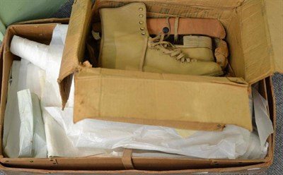 Lot 430 - A quantity of textiles and a pair of vintage ice skates