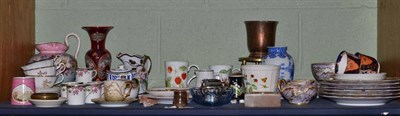 Lot 436 - Royal Crown Derby plates and two cups and saucers, assorted cups and saucers, brassware, etc