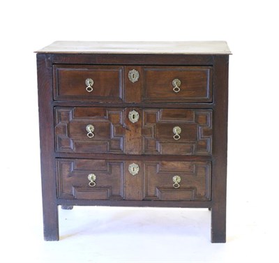 Lot 820 - A Late 17th Century Oak Straight Front Chest of Drawers, the bottom two drawers with geometric...