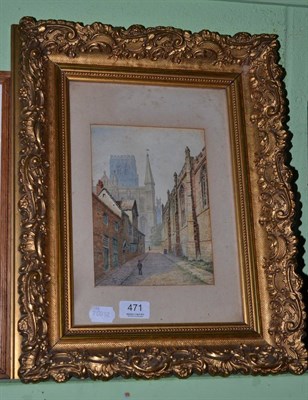 Lot 471 - W George Footitt, A watercolour study of a cathedral, possibly Durham, signed and dated 1918