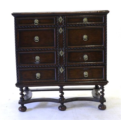 Lot 823 - A 17th Century Walnut Four Drawer Straight Front Chest of Drawers, with two-as-one graduated...