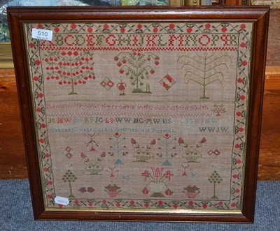 Lot 510 - A Scottish sampler worked by Margaret Sharp, Aged 13, 1833 Muthill, worked in coloured threads...