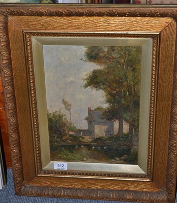 Lot 512 - John Lawson, landscape with figure, oil on canvas