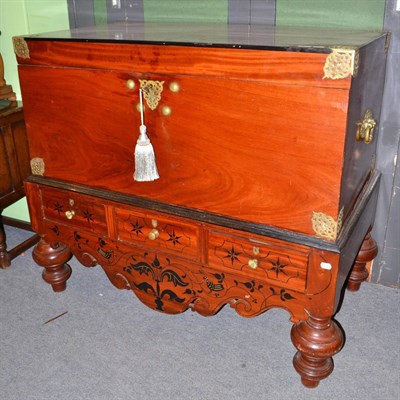 Lot 523 - Dutch mahogany chest on later stand