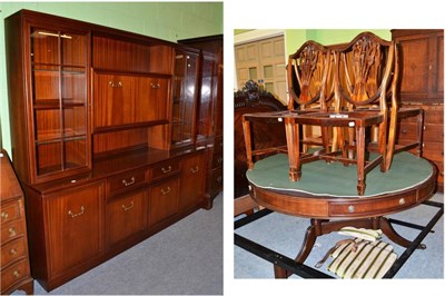 Lot 529 - A modern mahogany display cabinet, a set of four dining chairs and a Regency style drum...