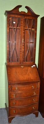 Lot 530 - A reproduction Queen Anne style narrow bureau bookcase